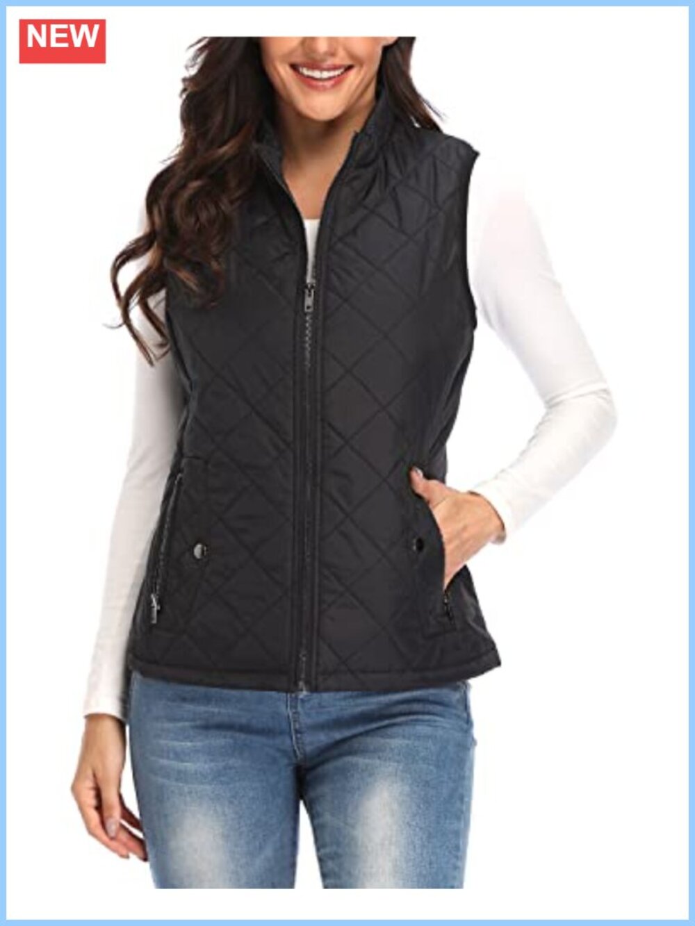 Women's Quilted Puffer Vest Sleeveless Zip Front Lightweight Padded Gilet